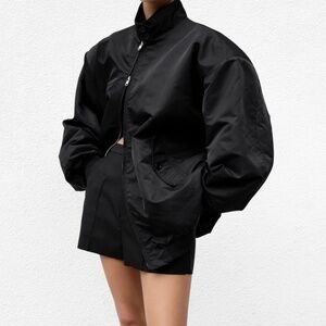 Oversized relaxed women back bomber jacket warm jacket